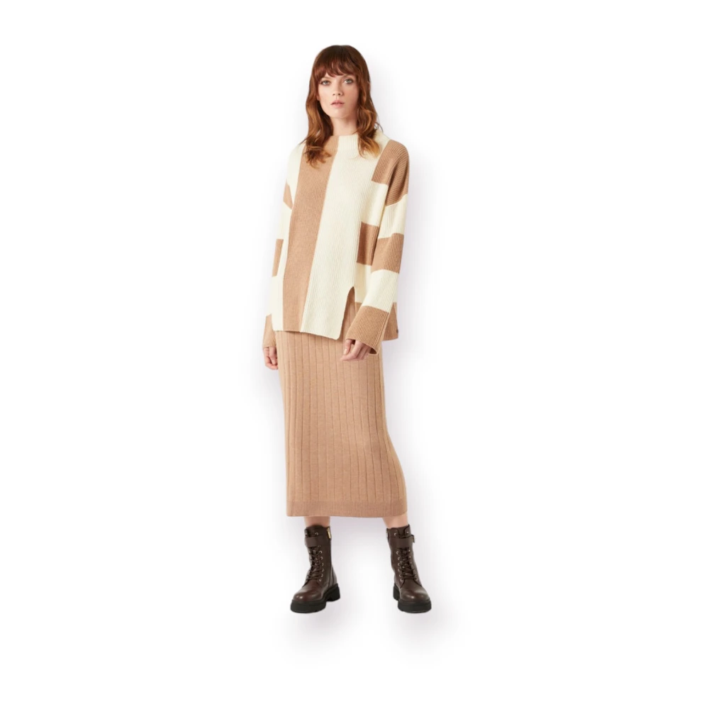 Pennyblack Gebreide Rok Zwart Label Beige Dames