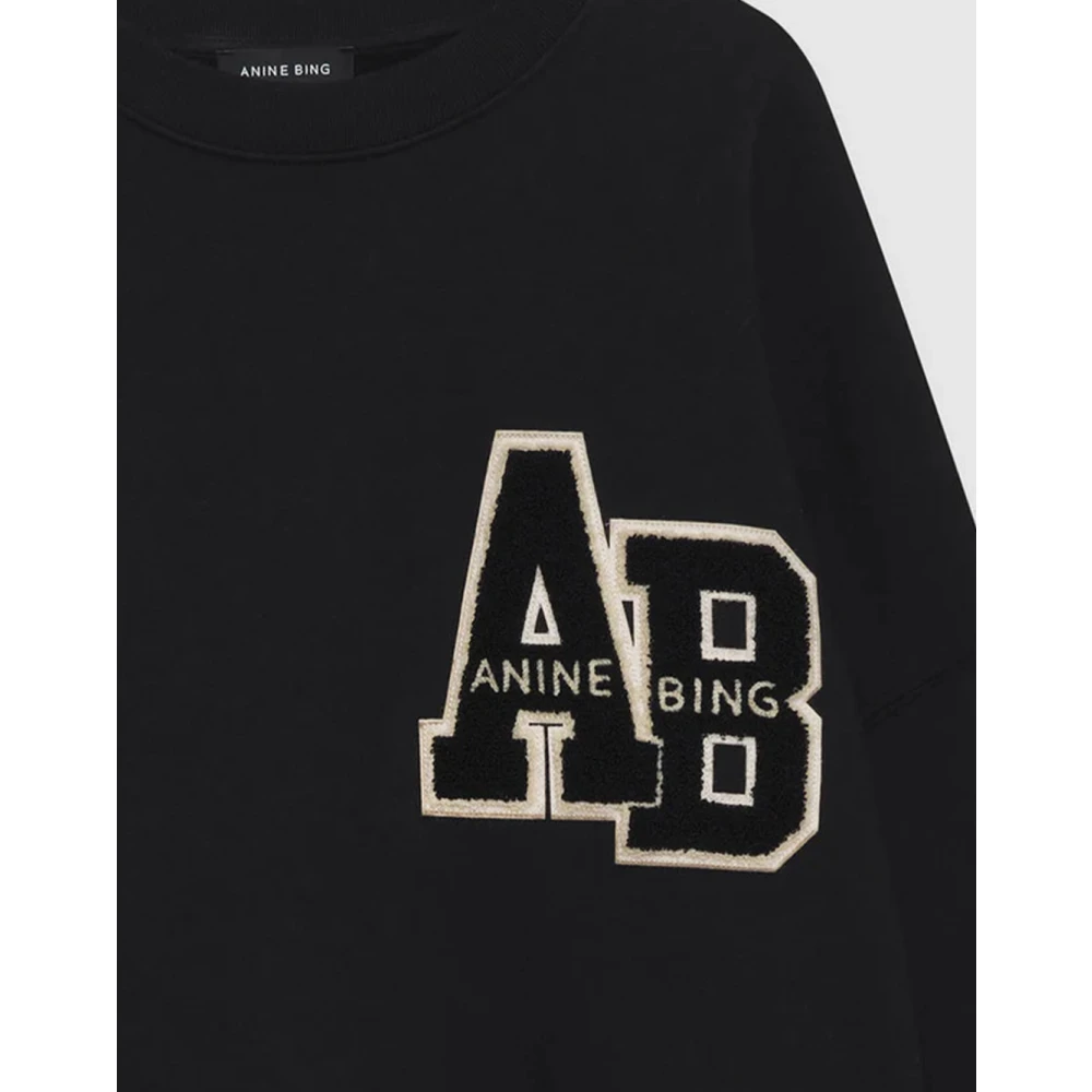 Anine Bing Miles Oversized Sweatshirt Letterman Black Dames