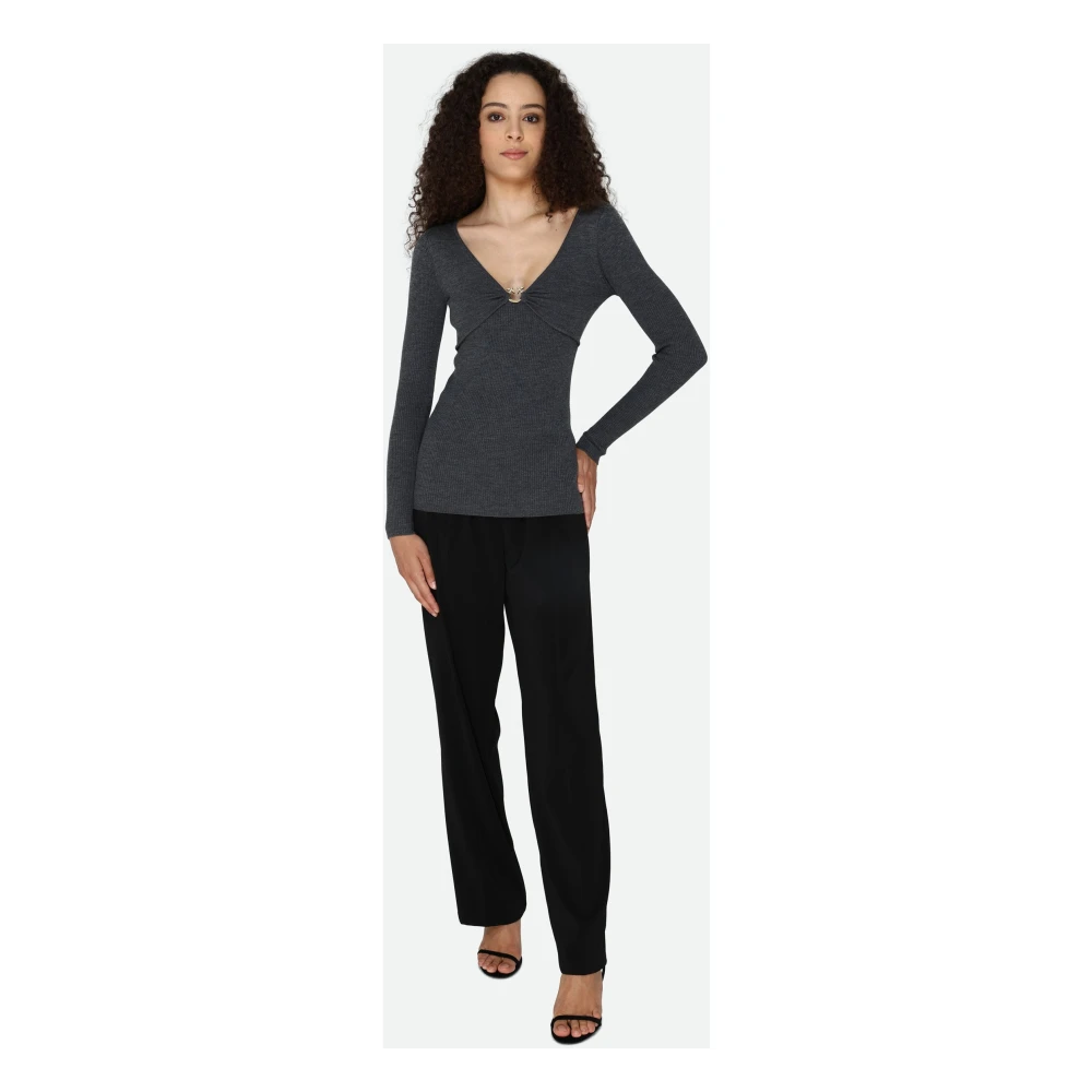 pinko Grijze V-hals Ribtrui Gray Dames