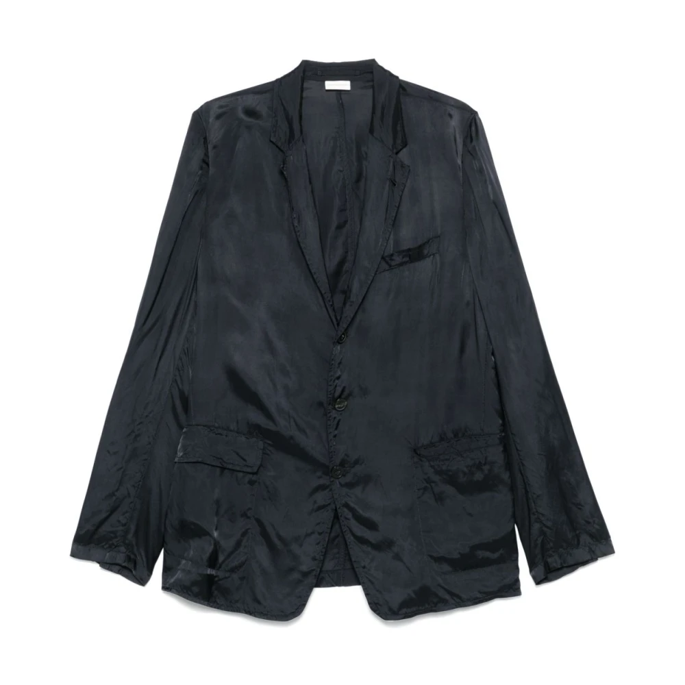 Dries Van Noten Navy Blauwe Jas Klassieke Stijl Blue Heren