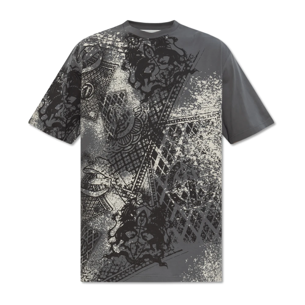 Iceberg T-shirt met allover Discharged Cards Gray Heren