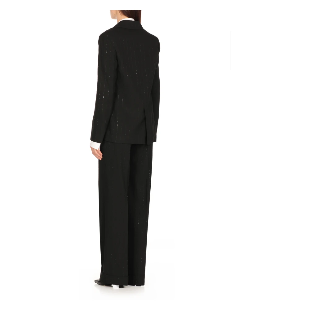 Antonelli Firenze Zwarte Wollen Blend Pailletten Blazer Black Dames