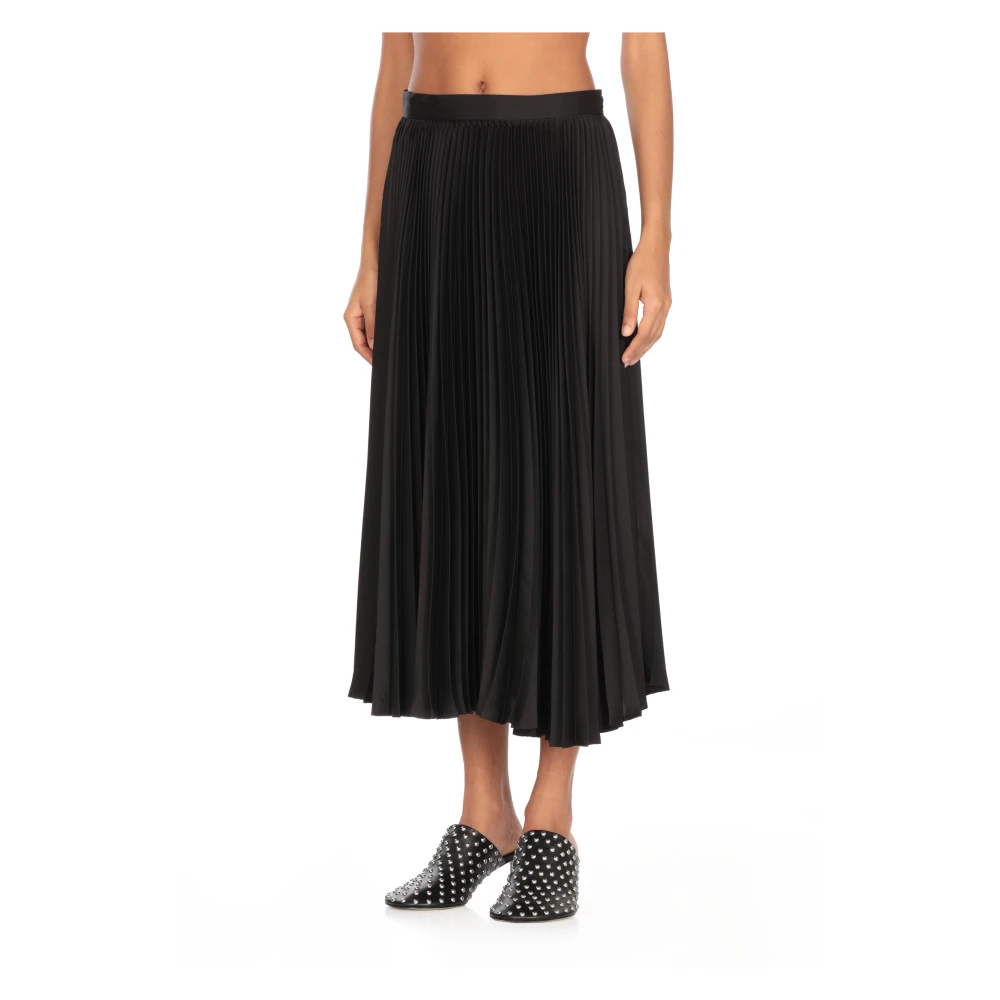 Jil Sander Zwarte Geplooide Rok voor Vrouwen Black Dames