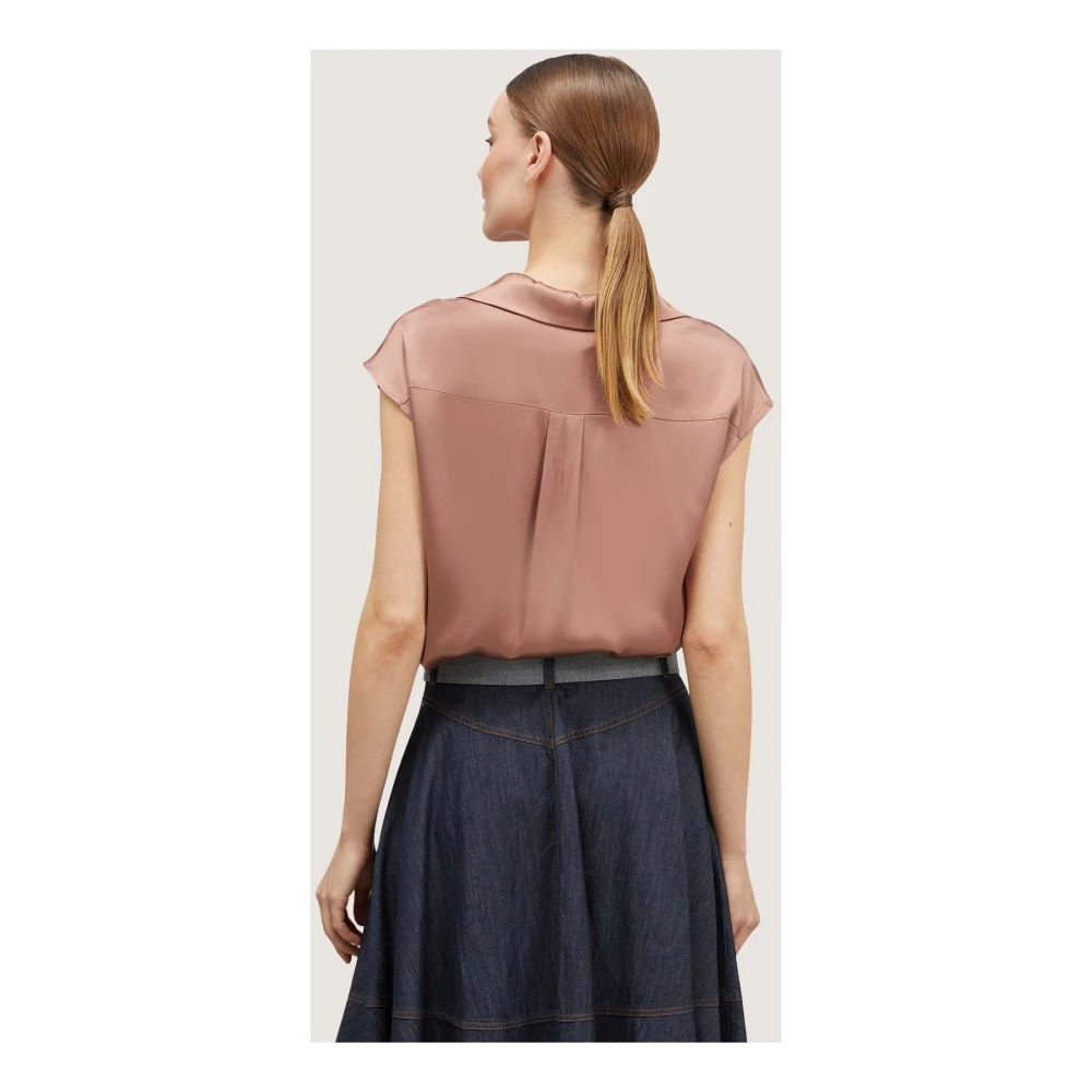 Motivi Satin Kimono Blouse met Vleermuismouwen Brown Dames