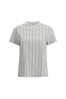 Randig T-shirt med mini-pailletter