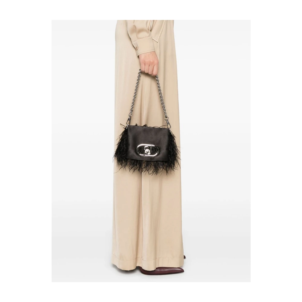 Liu Jo Zwarte Foldover Ketting-Link Schoudertas Black Dames