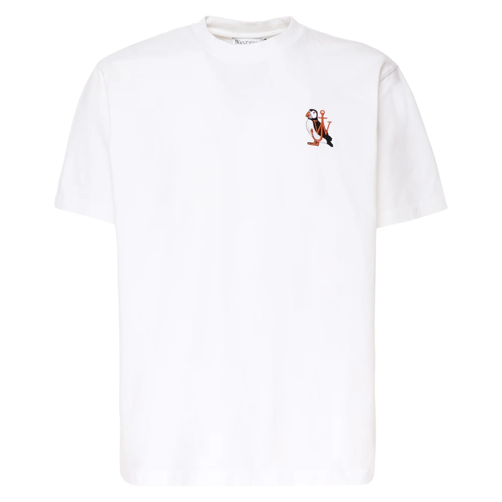 JW Anderson Witte Katoenen T-shirt met Puffin Logo White Heren