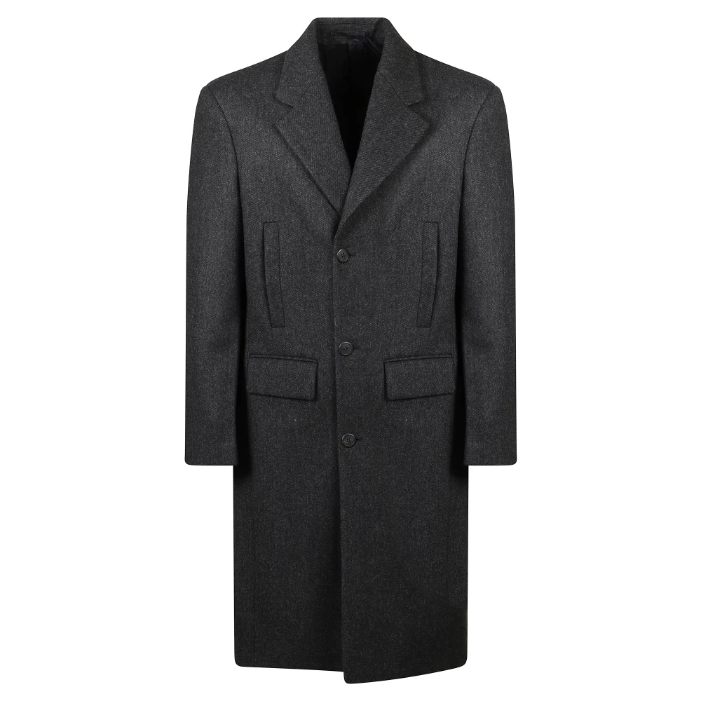 Prada Gray Single-Breasted Coat In Wool - Male - Single-Breasted Coats - M - Coats