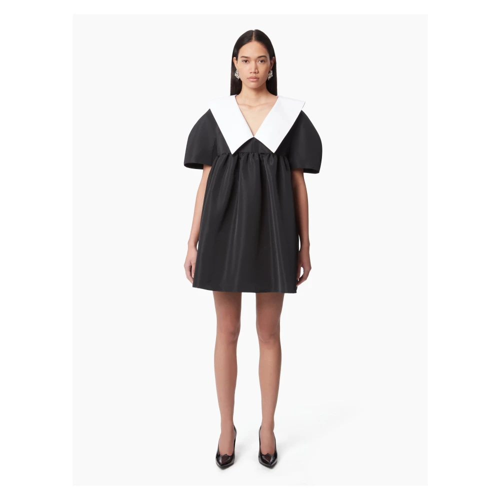Nina Ricci Zwarte Taffeta Babydoll Jurk Black Dames