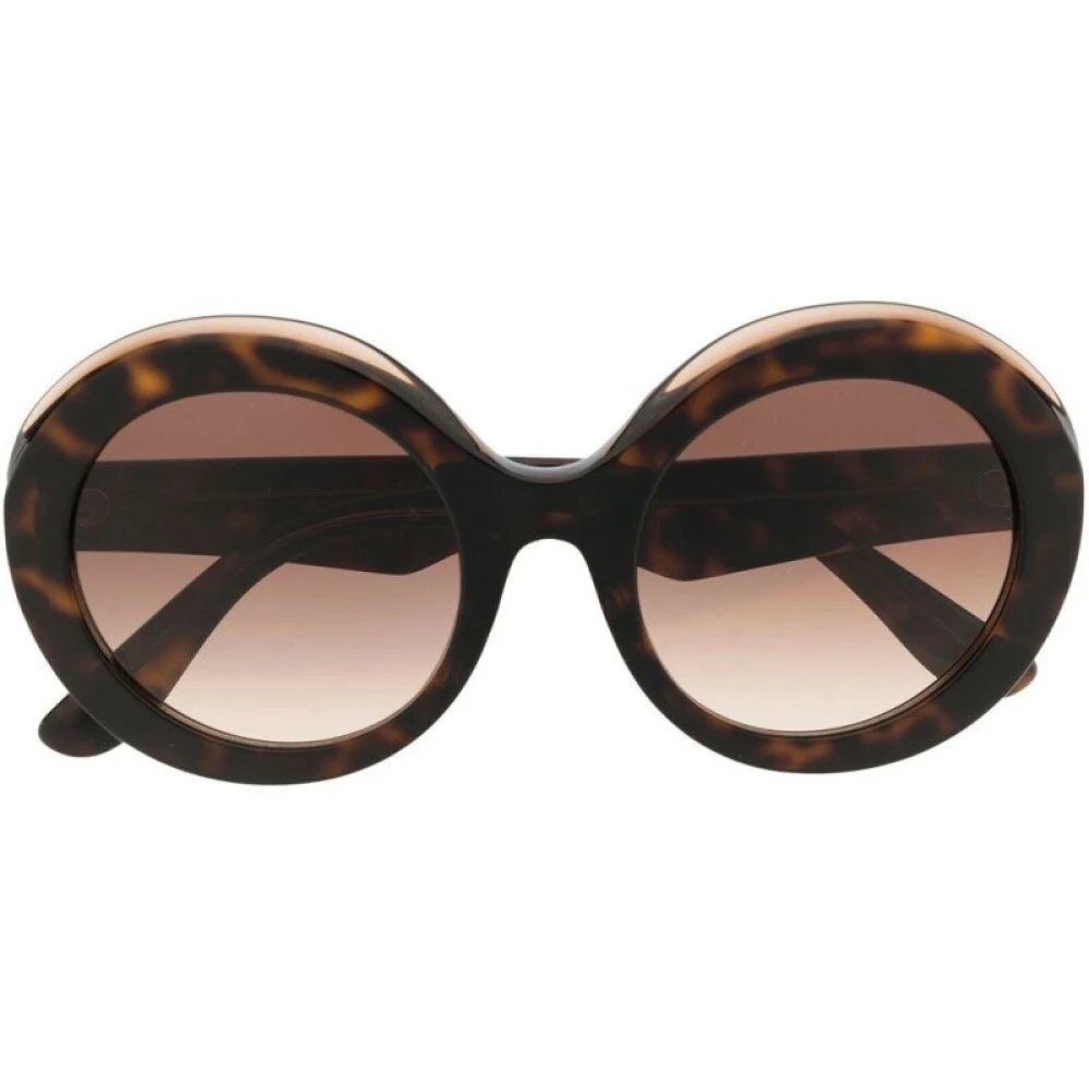 Dolce & Gabbana Stiliga solglasögon med brun/hawaiiansk ram och ovala linser Brown, Dam