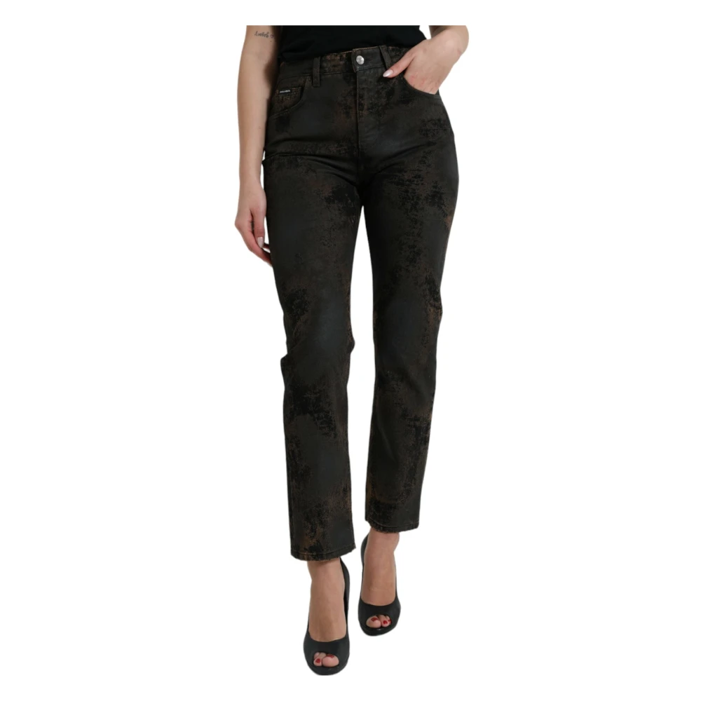 Dolce & Gabbana Women's Brown Chic Boyfriend Mid Waist Stretch Jeans