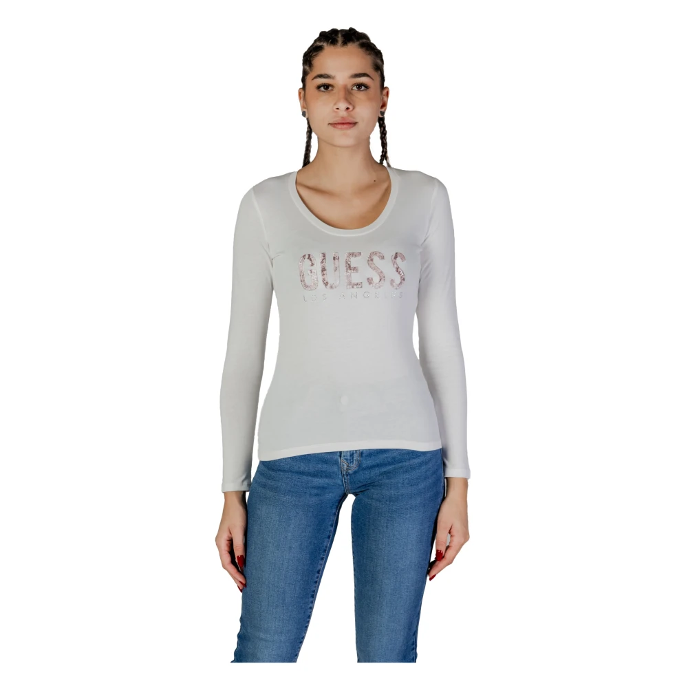 Guess Lange Mouwen T-shirt Lente Zomer Collectie White Dames