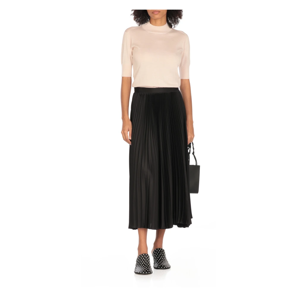 Jil Sander Zwarte Geplooide Rok voor Vrouwen Black Dames