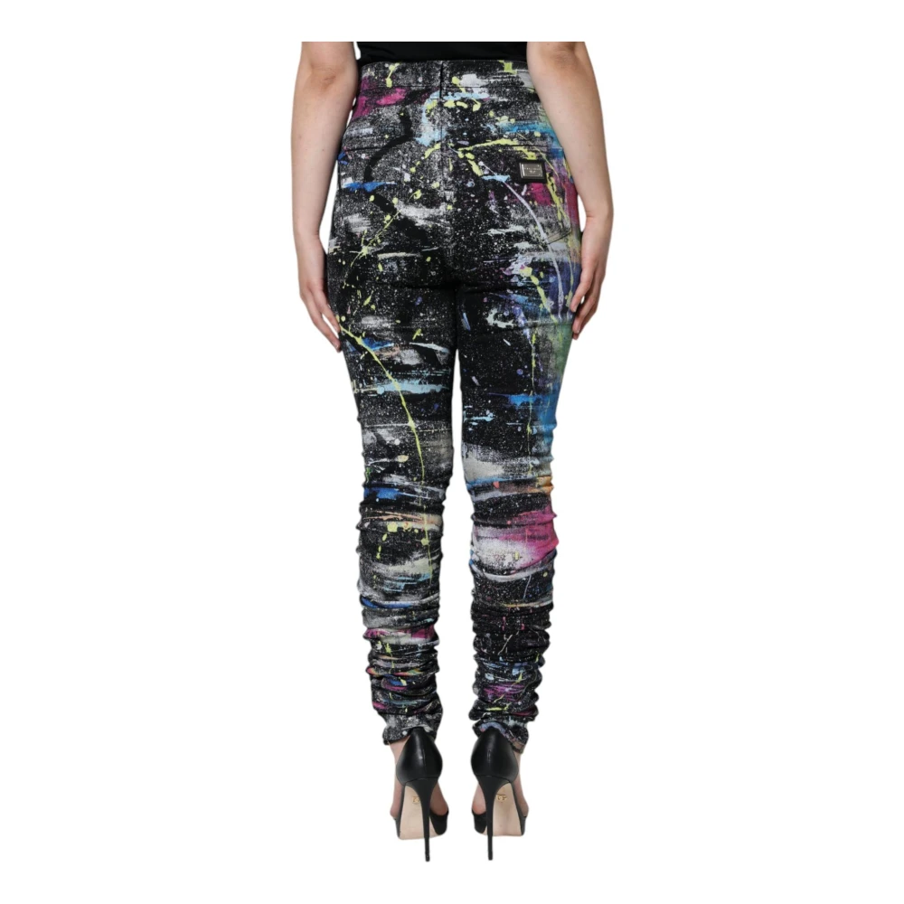 Dolce & Gabbana Multicolor Splatter Paint Skinny Denim Jeans Multicolor Dames