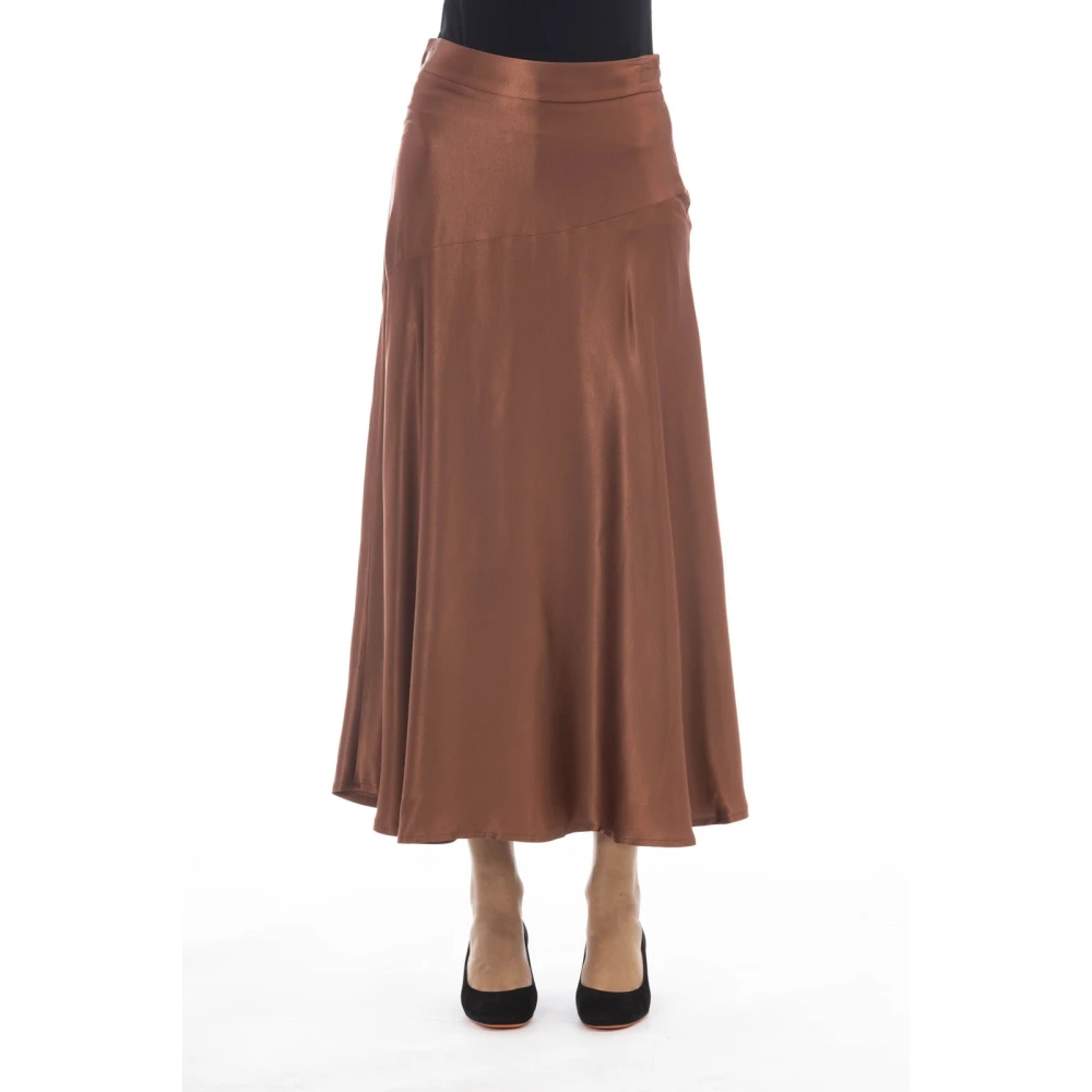 Alpha Studio Satijnen Rok Damesmode Brown Dames