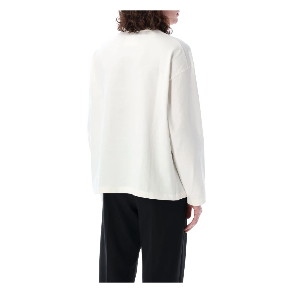 Jil Sander Porselein Logo T-shirt met Oversized Pasvorm White Heren