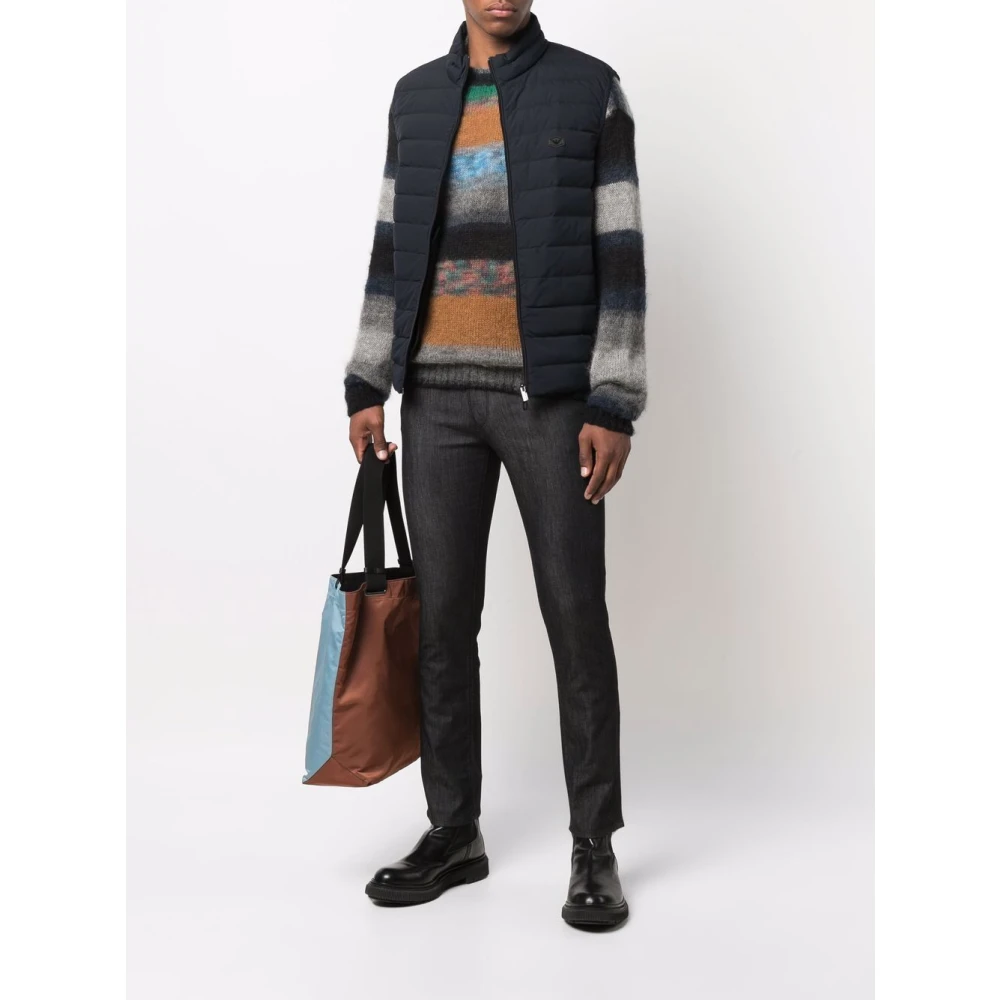 Emporio Armani Blauwe Gewatteerde Gilet Jas Blue Heren
