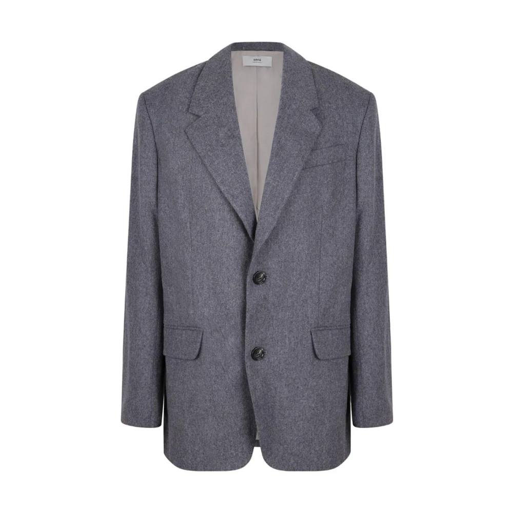 Ami Paris Mannelijk Grijs Double-Breasted Wool Blazer