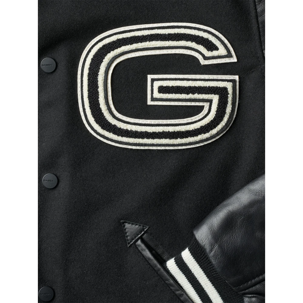 Gabba Zwarte varsity jack van wolblend met leren mouwen Black Heren