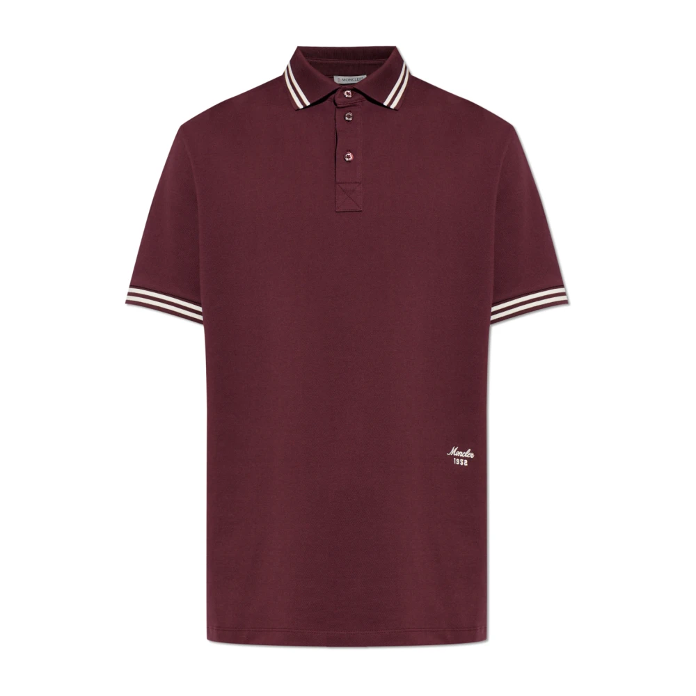 Moncler Red Polo Shirts, Male, L, Polo Shirt With Embroide Logo