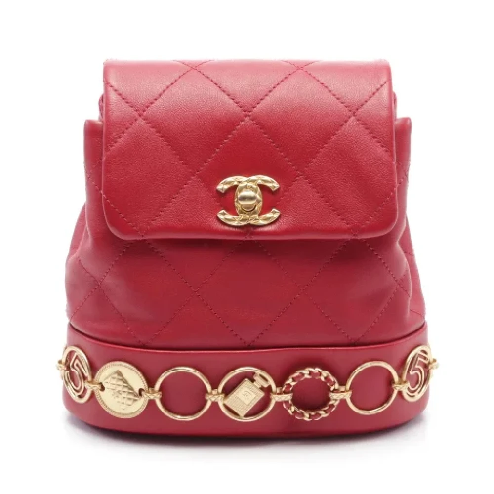 Chanel Vintage Pre-owned Leather backpacks Red Dames
