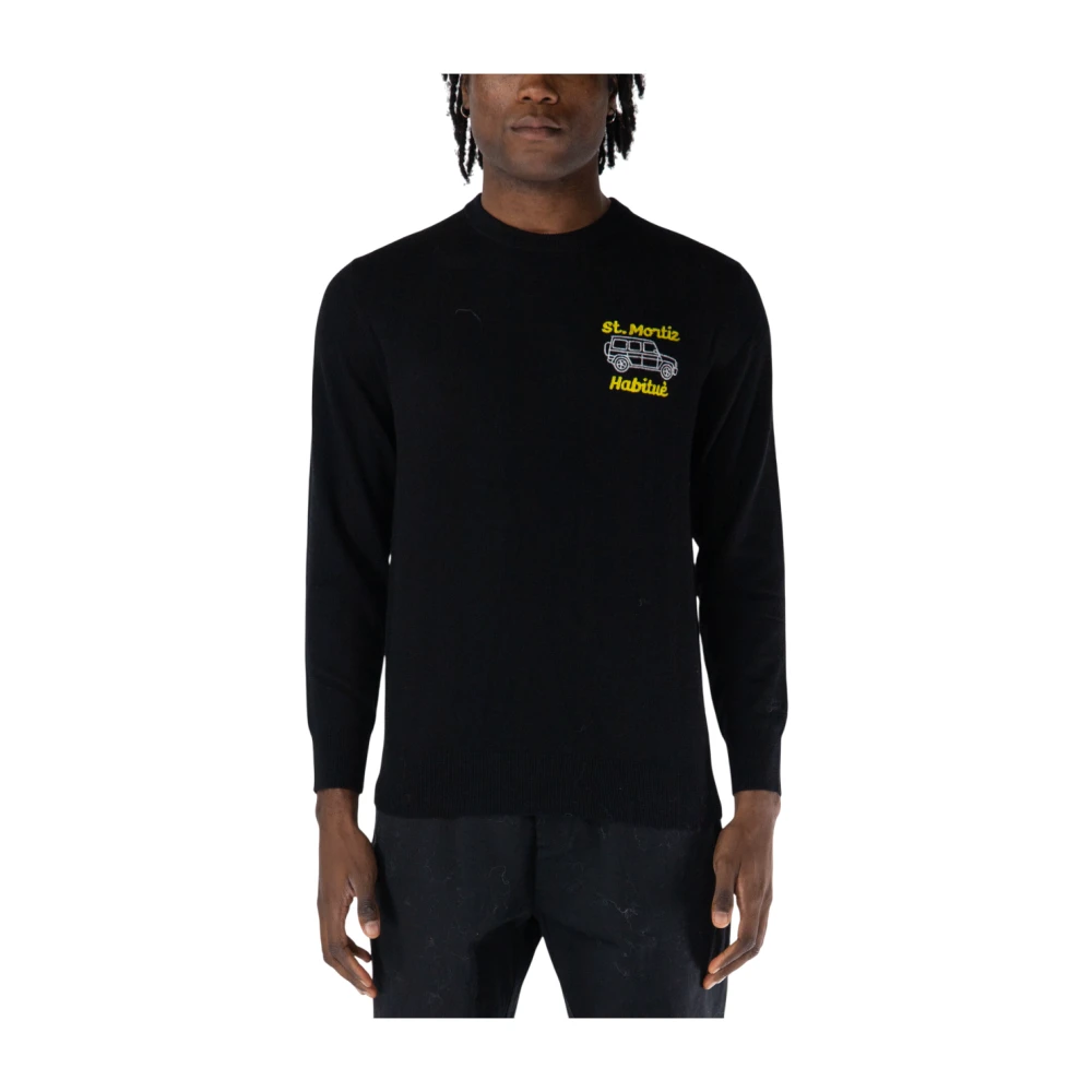 MC2 Saint Barth Blauwe Crewneck Sweater met Voorlogo Black Heren