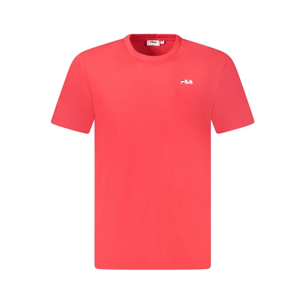 Fila Herr Röd Toppar Xl, Bomull, Tryckt Crew Neck T-Shirt
