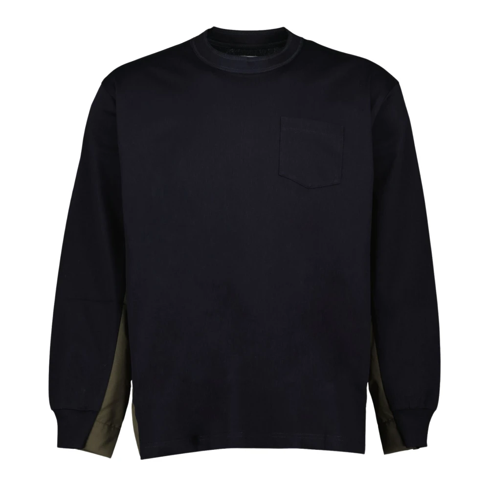 Sacai Bicolor Katoenen Jersey Longsleeve T-shirt Blue Heren