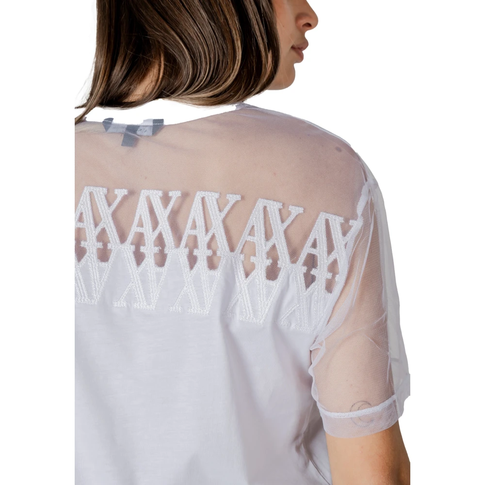 Armani Exchange Korte mouw katoenen T-shirt White Dames