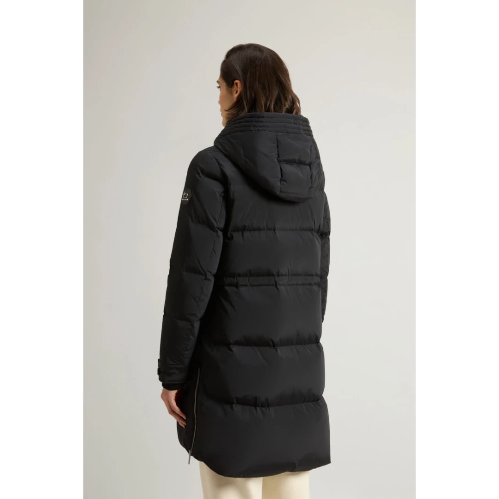 Woolrich Zwarte Puffer Parka Black Dames