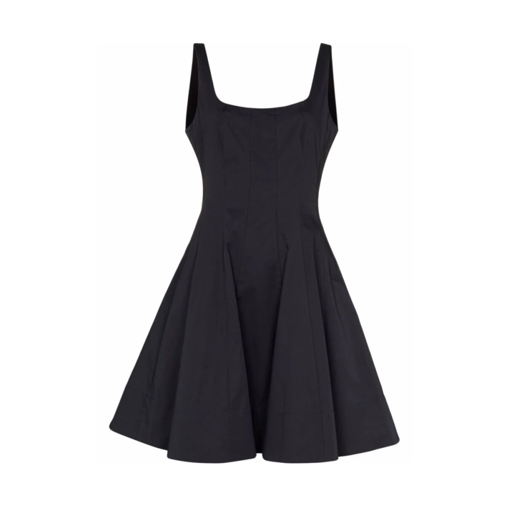 Staud Zwarte Katoenen Vierkante Hals Jurk Black Dames