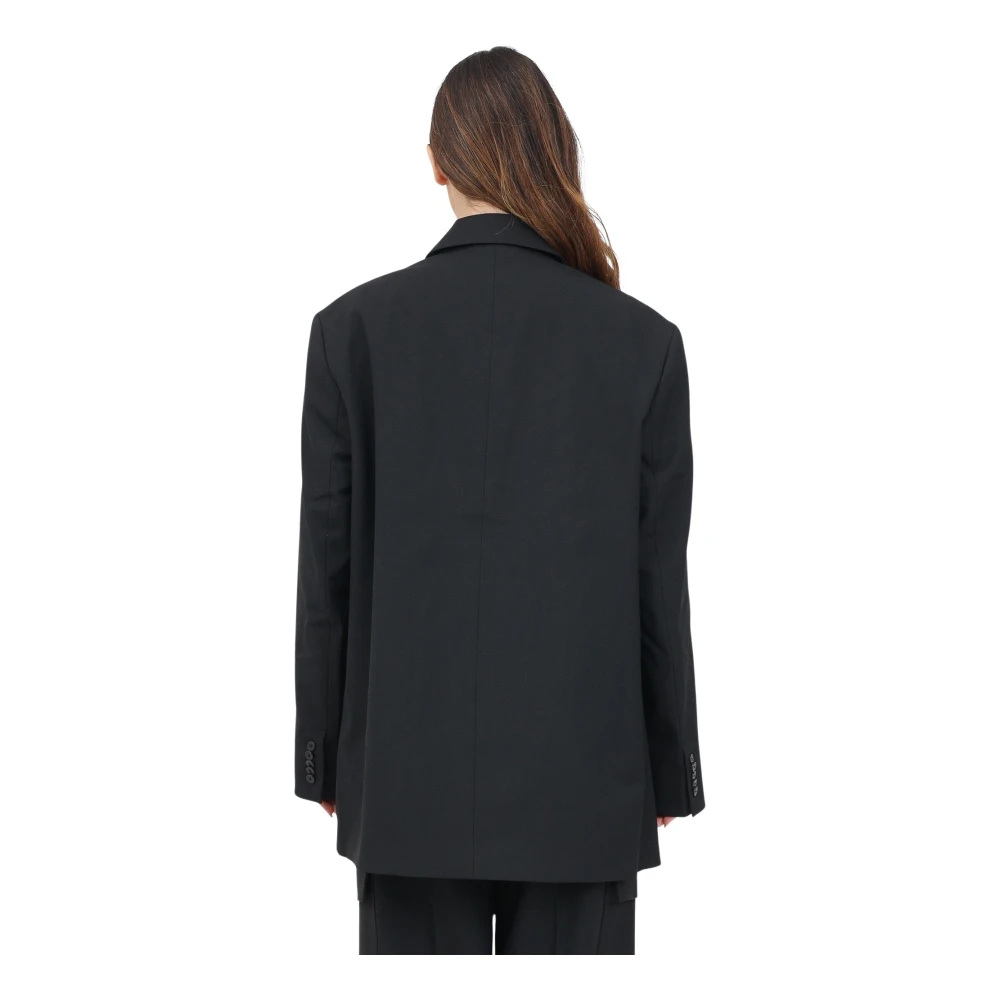 Calvin Klein Jeans Zwarte double-breasted oversized jas Black Dames