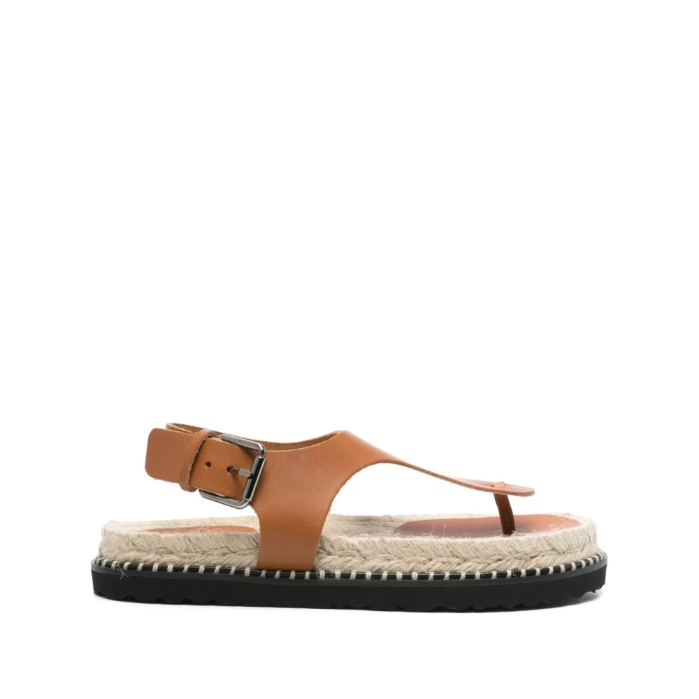 Castañer Brown Leather Sandals With Ankle Strap - Female - Flat Sandals - Brown - 6 Uk - Shoes
