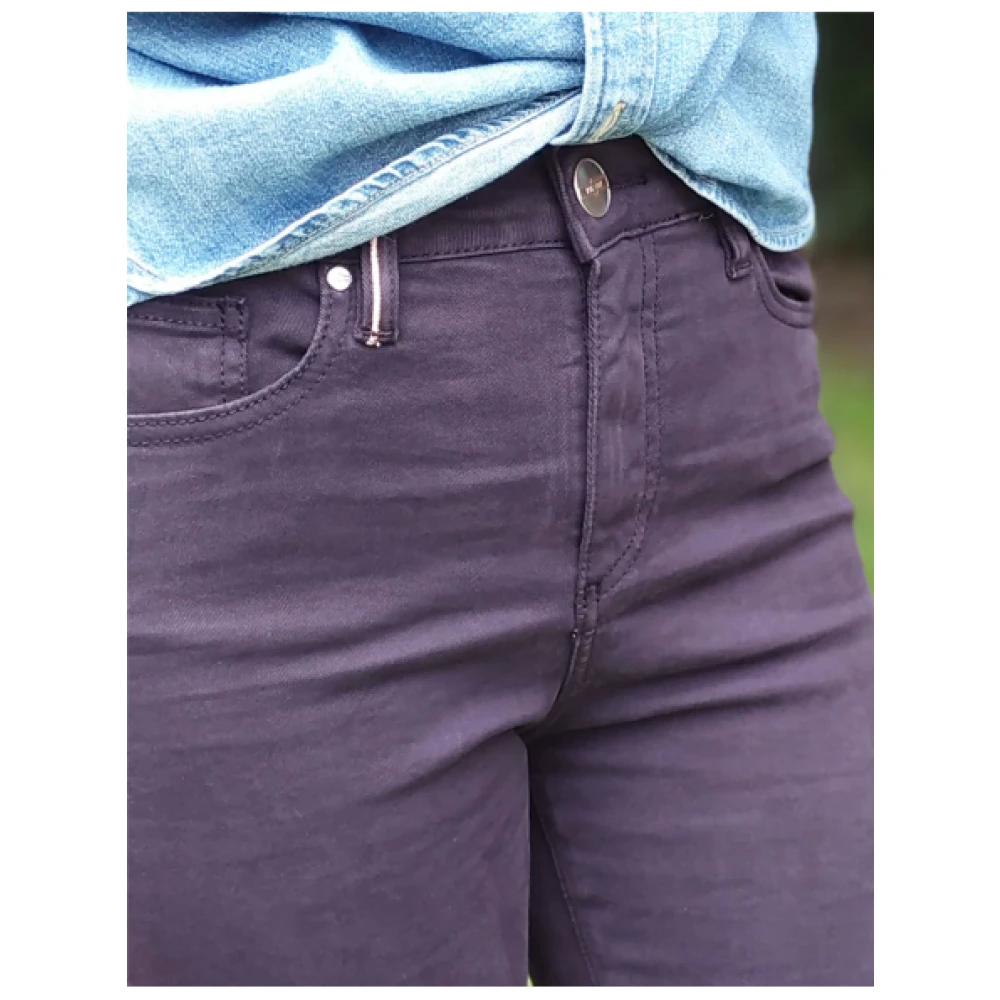 Islow Malo Slim Hoge Taille Katoenen Broek Purple Dames