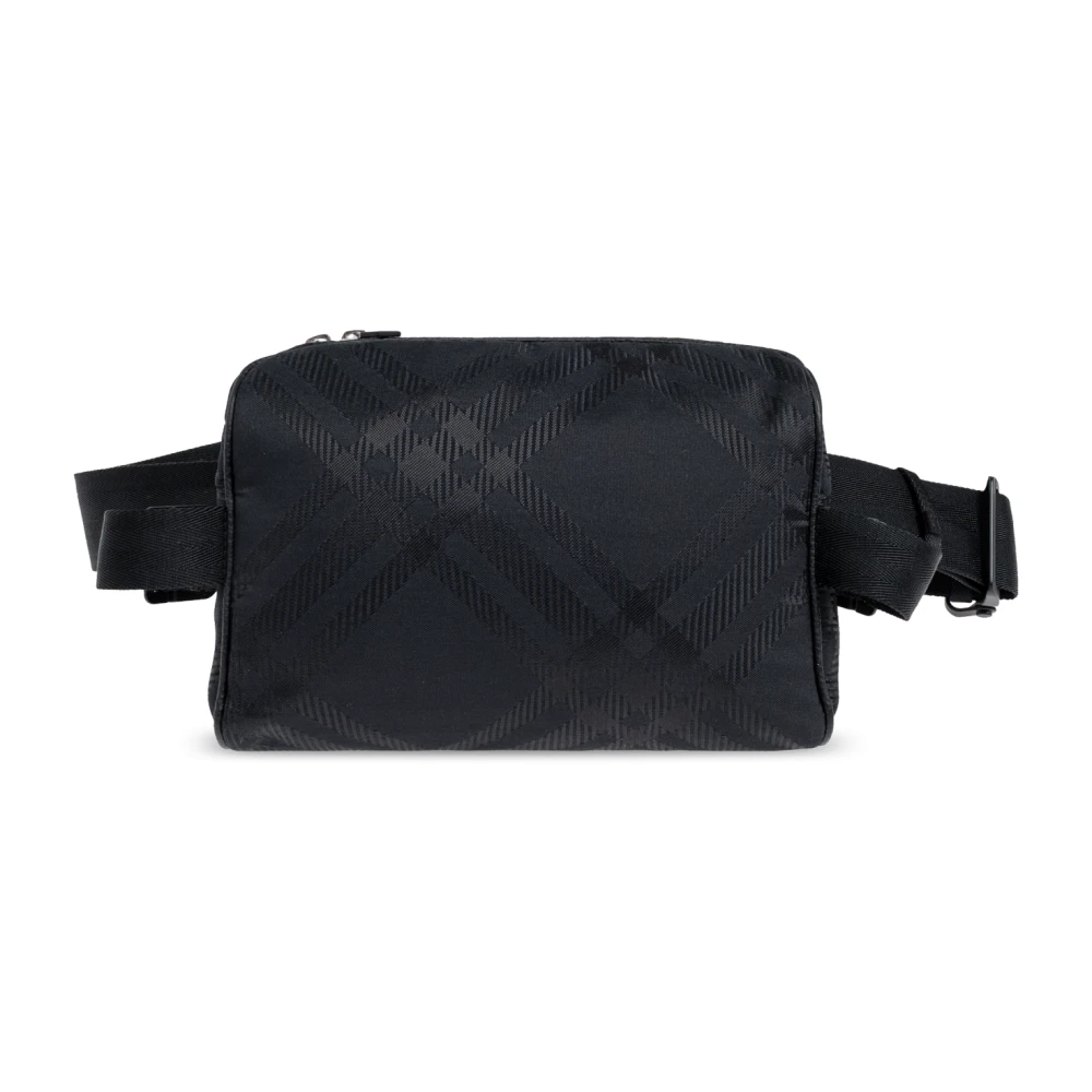 Burberry Men's Black Check Pattern Belt Bag - Bum Bags - One Size - Bags