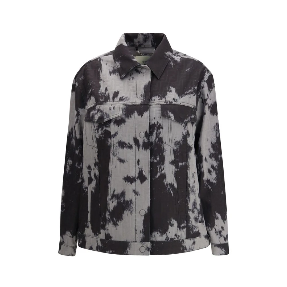 Fendi Women's Black Ff Animalier Denim Jacket
