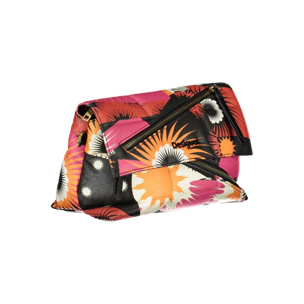 Desigual Zwarte Polyethyleen Schoudertas met Kettingriem Multicolor Dames