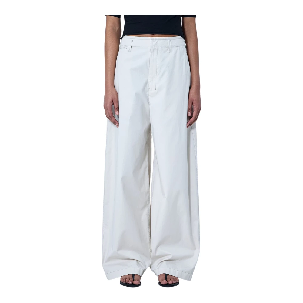 Lemaire White Wide Trousers, Female, Xs, Wide-Leg Tailored Trousers