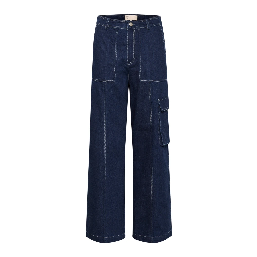 Lounge Nine Cargo-inspirerade Raw Denim Byxor Blue, Dam