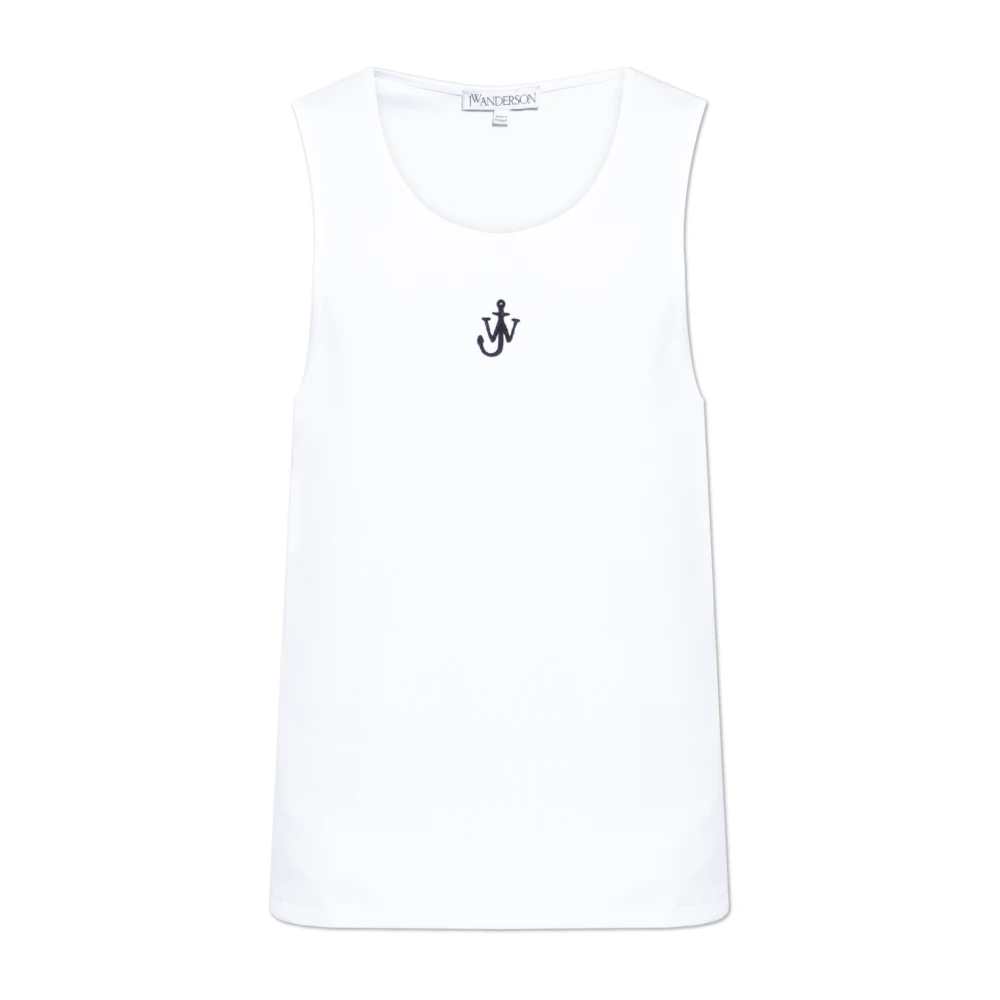 Jw Anderson Men's White Sleeveless Tops, Xl, Ribbed Top