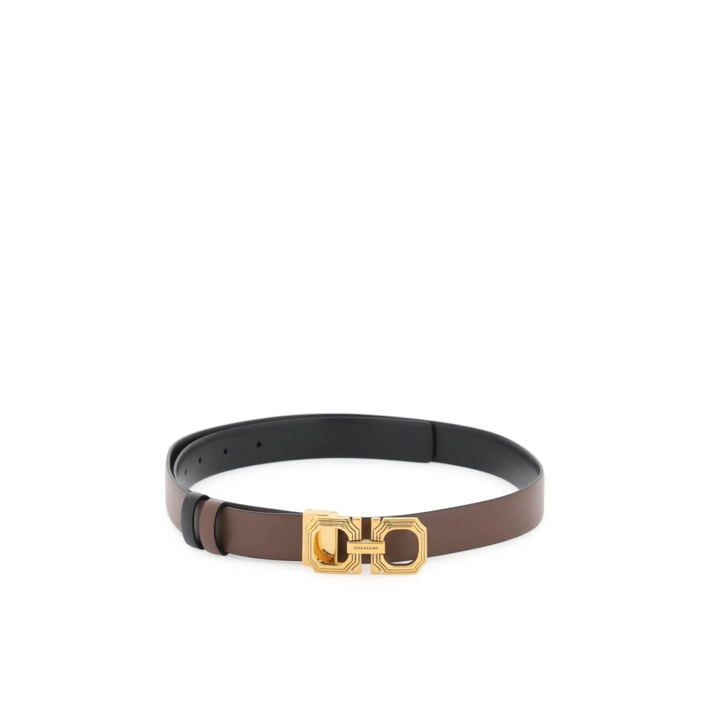 Salvatore Ferragamo Omkeerbare leren riem met Gancini gesp Brown Dames