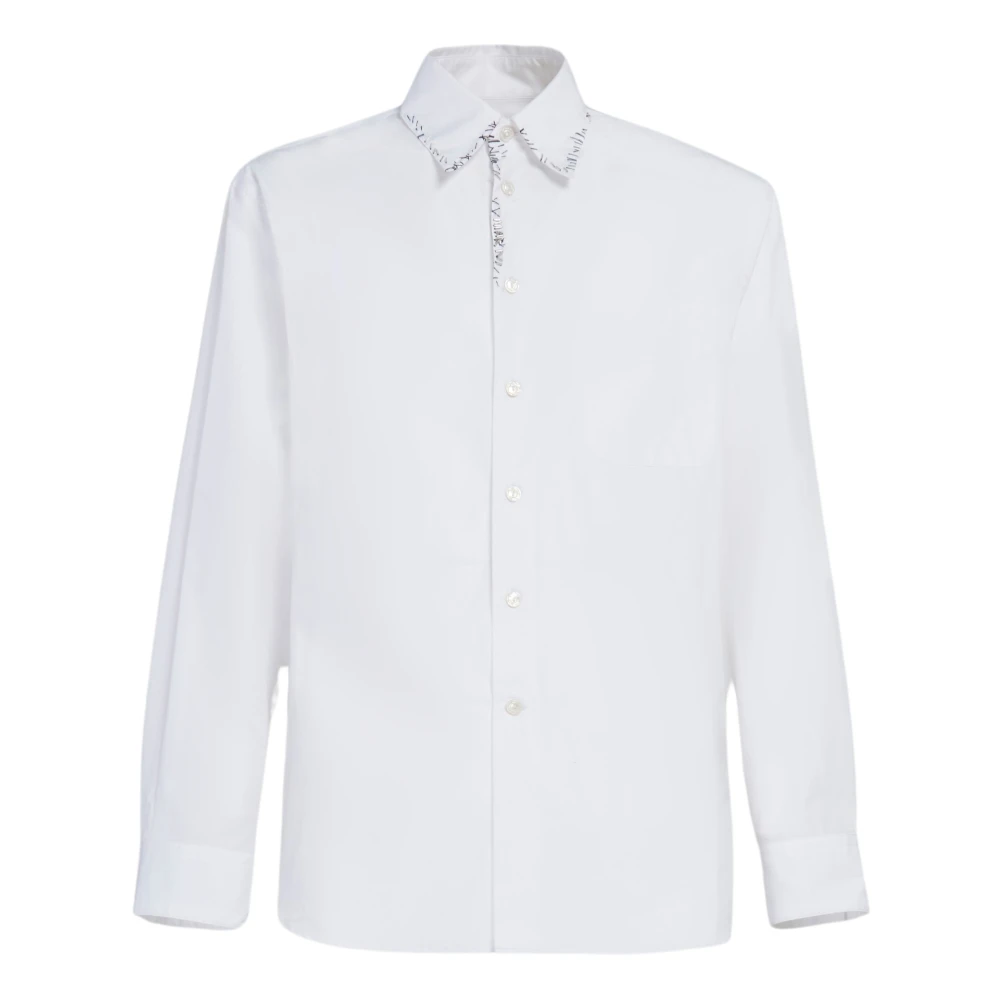 Marni Popeline overhemd met kraalreparatie White Heren