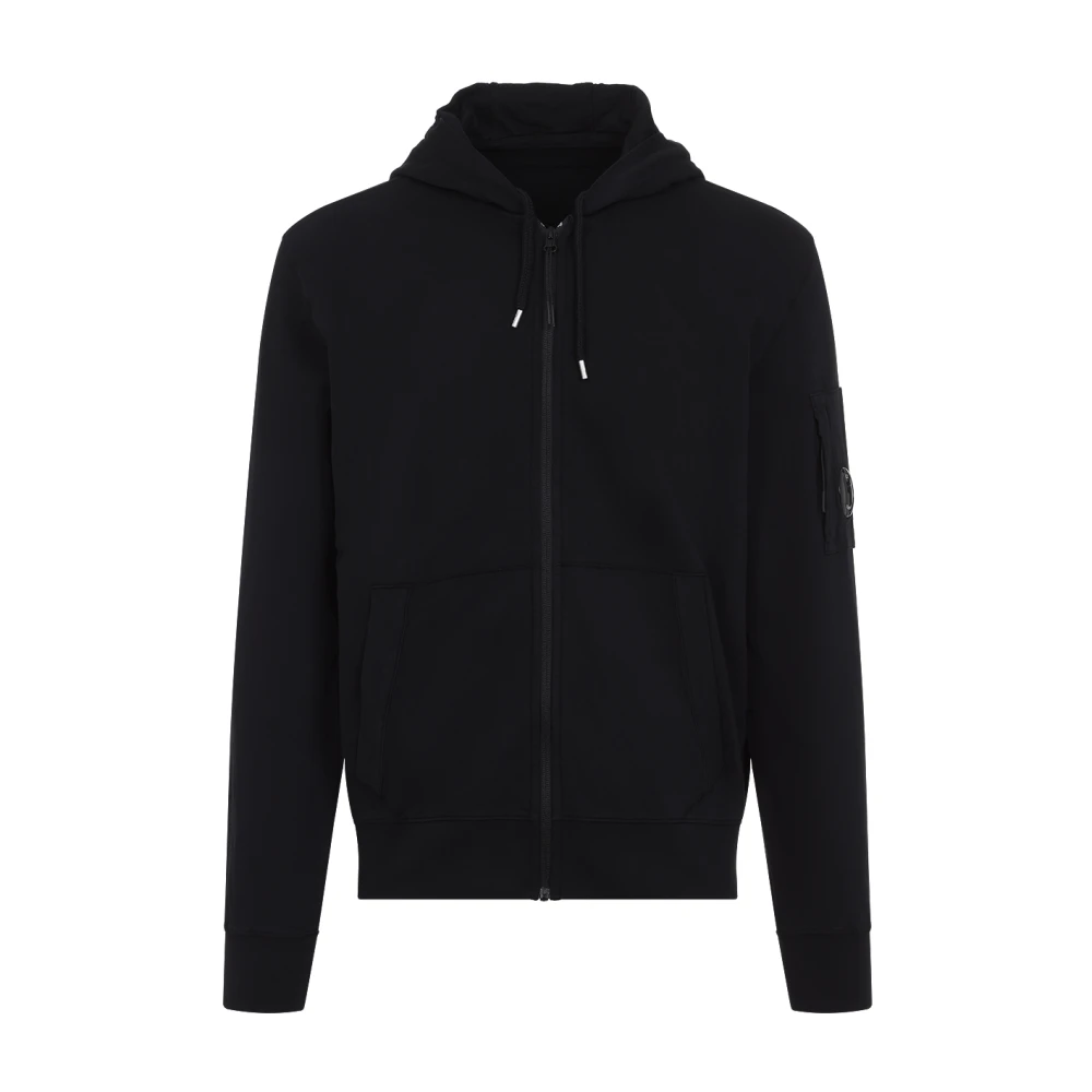 C.p. Company Svart Full Zip Hoodie Black, Herr