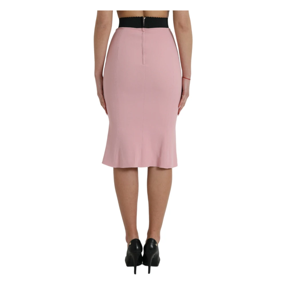 Dolce & Gabbana Elegante roze kokerrok met hoge taille Pink Dames