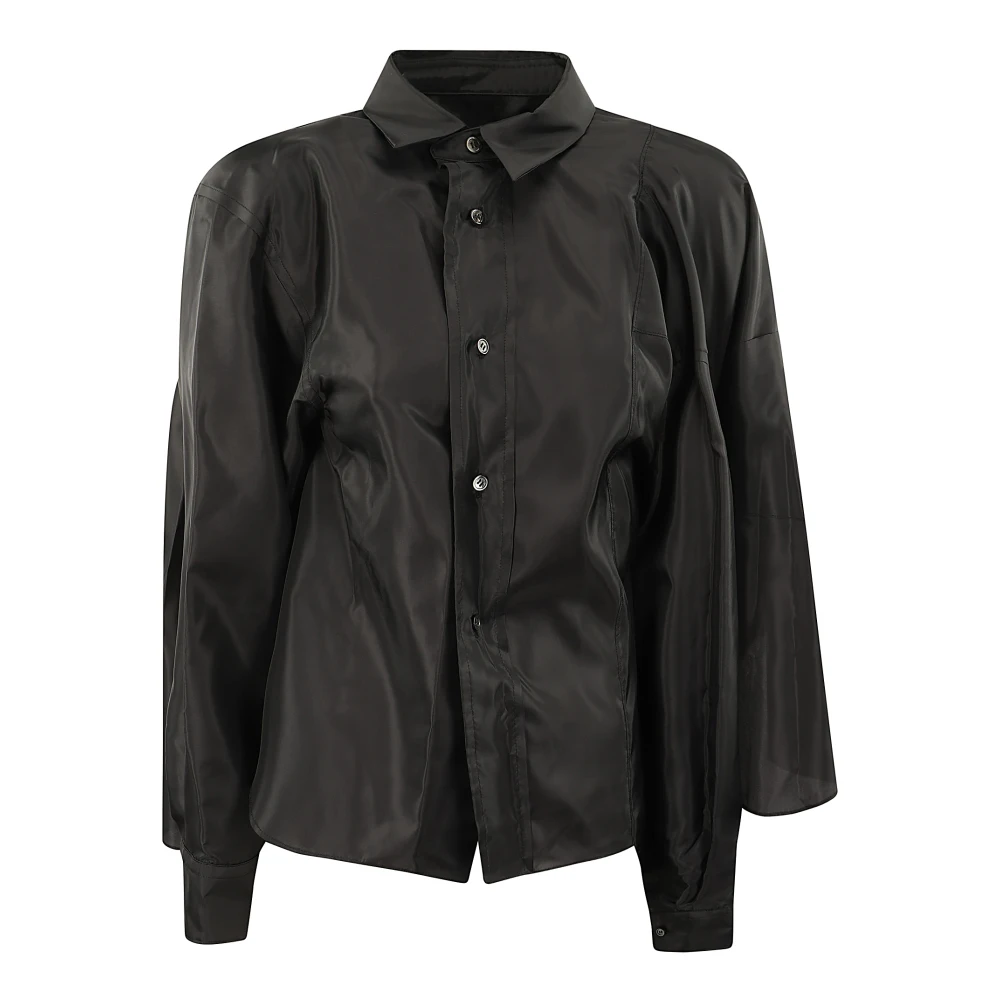 Comme des Garçons Asymmetrische Blouse met Knoopsluiting en Mouwdetail Black Dames