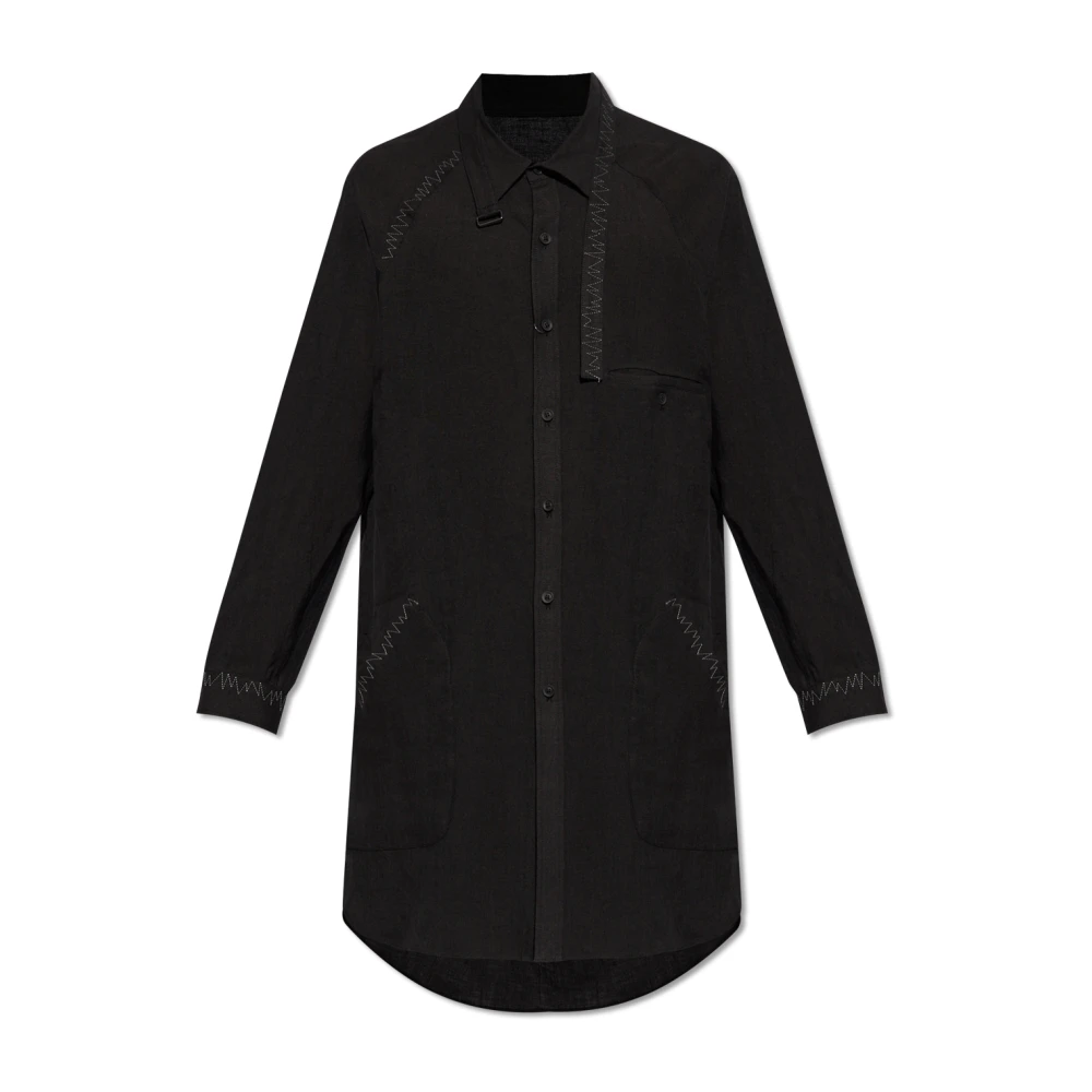 Y-3 Lang linnen overhemd Black Heren