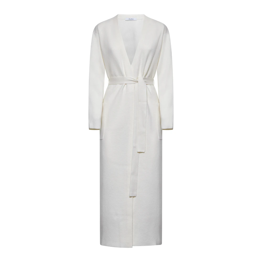 Max Mara Witte Wollen Vest met Riem White Dames