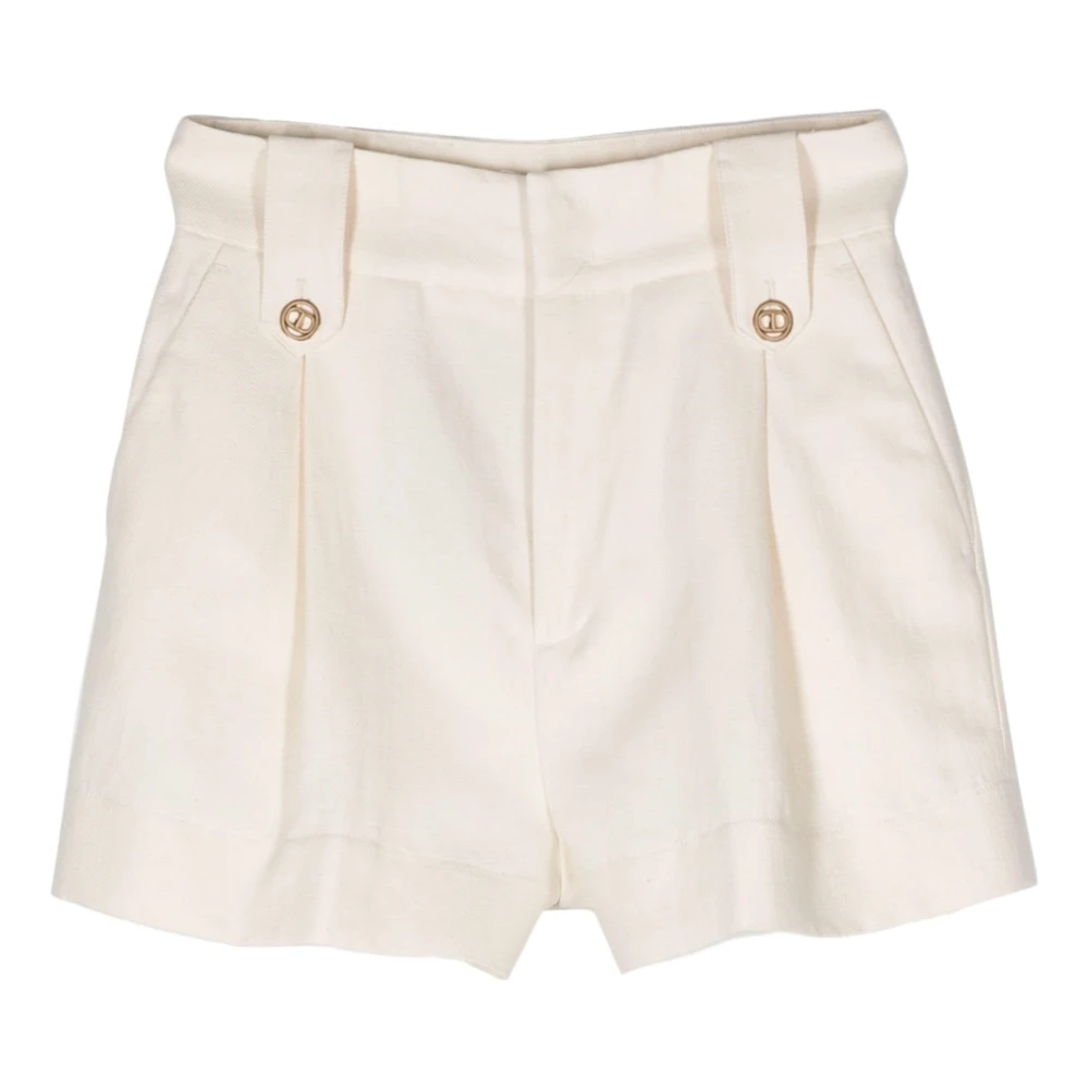 Elegant Beige Bomull Lin Shorts