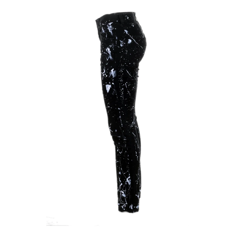 Dolce & Gabbana Skinny Broken Paint Jeans voor Mannen Black Heren