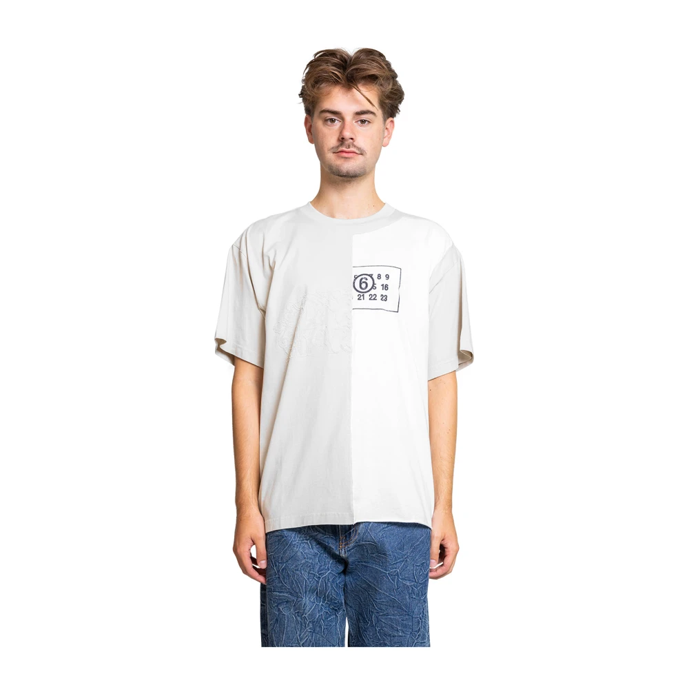 MM6 Maison Margiela Wit Logo T-Shirt Modern Ontwerp White Heren